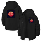 Retro Dot Matrix Unisex Full-Zip Printed Waterproof Hooded Windbreaker