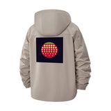 Retro Dot Matrix Unisex Full-Zip Printed Waterproof Hooded Windbreaker