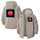 Retro Dot Matrix Unisex Full-Zip Printed Waterproof Hooded Windbreaker