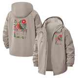 Songbird and Floral Tape Unisex Full-Zip Printed Waterproof Hooded Windbreaker