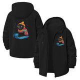 Winter Pug Illustration Unisex Full-Zip Printed Waterproof Hooded Windbreaker