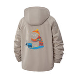 Winter Pug Illustration Unisex Full-Zip Printed Waterproof Hooded Windbreaker