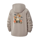 Stylish Tiger and Roses Unisex Full-Zip Printed Waterproof Hooded Windbreaker