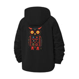 Retro Robot Owl Unisex Full-Zip Printed Waterproof Hooded Windbreaker
