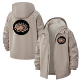 Abstract Floral Unisex Full-Zip Printed Waterproof Hooded Windbreaker