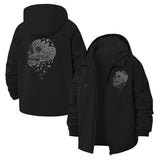 Geometric Skull Unisex Full-Zip Printed Waterproof Hooded Windbreaker