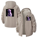 Cyber Anime Portrait Unisex Full-Zip Printed Waterproof Hooded Windbreaker
