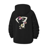 Floral Silhouette Unisex Full-Zip Printed Waterproof Hooded Windbreaker