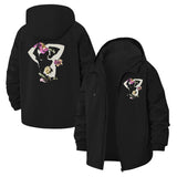 Floral Silhouette Unisex Full-Zip Printed Waterproof Hooded Windbreaker
