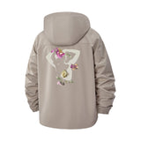 Floral Silhouette Unisex Full-Zip Printed Waterproof Hooded Windbreaker