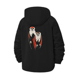 Stylized Owl Motif Unisex Full-Zip Printed Waterproof Hooded Windbreaker