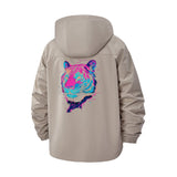 Neon Tiger Head Unisex Full-Zip Printed Waterproof Hooded Windbreaker