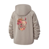 Floral Skull Unisex Full-Zip Printed Waterproof Hooded Windbreaker