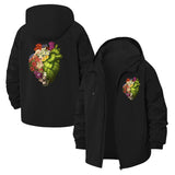 Botanical Heart Unisex Full-Zip Printed Waterproof Hooded Windbreaker