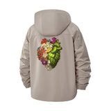Botanical Heart Unisex Full-Zip Printed Waterproof Hooded Windbreaker