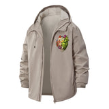 Botanical Heart Unisex Full-Zip Printed Waterproof Hooded Windbreaker