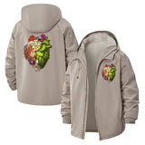 Botanical Heart Unisex Full-Zip Printed Waterproof Hooded Windbreaker