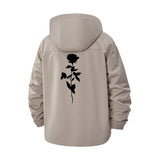 Rose Silhouette Unisex Full-Zip Printed Waterproof Hooded Windbreaker