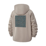 Geometric Wave Pattern Unisex Full-Zip Printed Waterproof Hooded Windbreaker