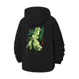 Botanical Leaf Art Unisex Full-Zip Printed Waterproof Hooded Windbreaker