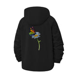 Butterfly and Daisy Unisex Full-Zip Printed Waterproof Hooded Windbreaker