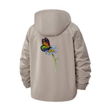 Butterfly and Daisy Unisex Full-Zip Printed Waterproof Hooded Windbreaker