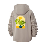 Sunlit Botanical Unisex Full-Zip Printed Waterproof Hooded Windbreaker
