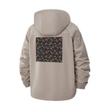 Bird Illustration Unisex Full-Zip Printed Waterproof Hooded Windbreaker