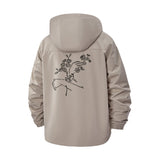 Hand-Drawn Floral Unisex Full-Zip Printed Waterproof Hooded Windbreaker