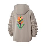 Geometric Floral Unisex Full-Zip Printed Waterproof Hooded Windbreaker