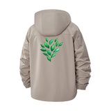 Leaf Motif Unisex Full-Zip Printed Waterproof Hooded Windbreaker