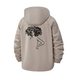 Afro Silhouette Art Unisex Full-Zip Printed Waterproof Hooded Windbreaker