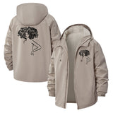 Afro Silhouette Art Unisex Full-Zip Printed Waterproof Hooded Windbreaker