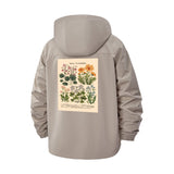 Wild Flower Illustration Unisex Full-Zip Printed Waterproof Hooded Windbreaker