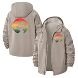 Sunset Bonsai Unisex Full-Zip Printed Waterproof Hooded Windbreaker