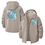 Botanical Leaf Unisex Full-Zip Printed Waterproof Hooded Windbreaker