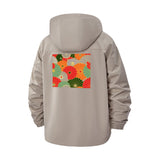 Bold Abstract Floral Unisex Full-Zip Printed Waterproof Hooded Windbreaker