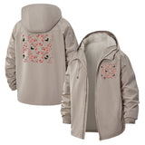 Cherry Blossom Pattern Unisex Full-Zip Printed Waterproof Hooded Windbreaker