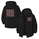 Playful Doodle Pattern Unisex Full-Zip Printed Waterproof Hooded Windbreaker