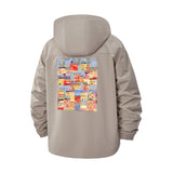 Cityscape Building Collage Unisex Full-Zip Printed Waterproof Hooded Windbreaker