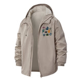 Whimsical Garden Tools Unisex Full-Zip Printed Waterproof Hooded Windbreaker