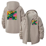 Tropical Leaves Unisex Full-Zip Printed Waterproof Hooded Windbreaker