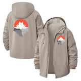 Lotus Blossom Unisex Full-Zip Printed Waterproof Hooded Windbreaker