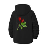 Rose Botanical Unisex Full-Zip Printed Waterproof Hooded Windbreaker