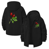 Rose Botanical Unisex Full-Zip Printed Waterproof Hooded Windbreaker