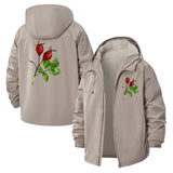 Rose Botanical Unisex Full-Zip Printed Waterproof Hooded Windbreaker
