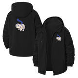 Decorative Cat Motif Unisex Full-Zip Printed Waterproof Hooded Windbreaker