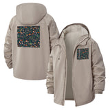 Abstract Nature Motif Unisex Full-Zip Printed Waterproof Hooded Windbreaker
