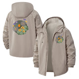 Botanical Floral Unisex Full-Zip Printed Waterproof Hooded Windbreaker