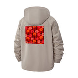Bold Floral Grid Unisex Full-Zip Printed Waterproof Hooded Windbreaker